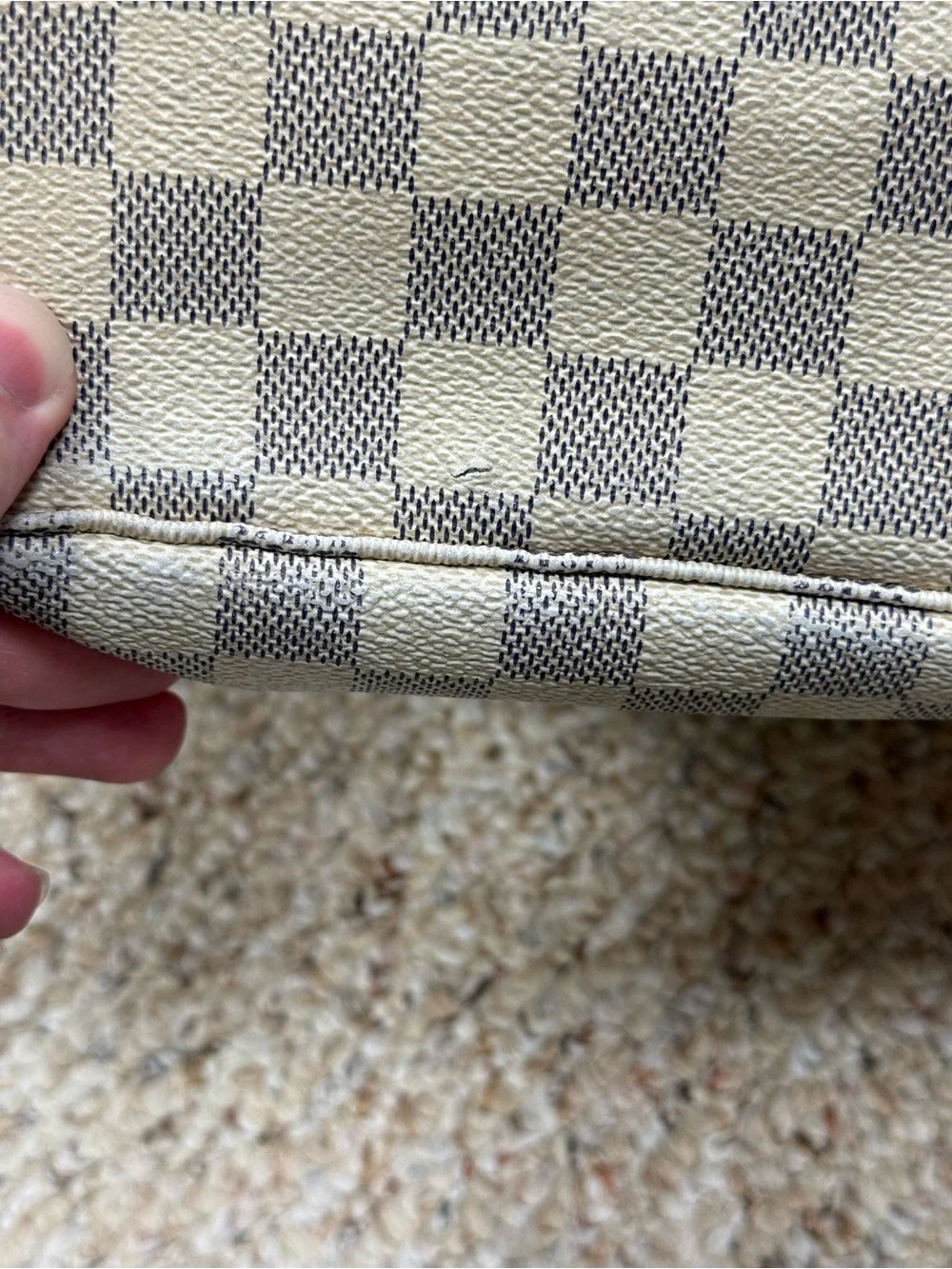 LOUIS VUITTON Neverfull MM White Damier Azur Tote Shoulder Bag Purse N40604$2240